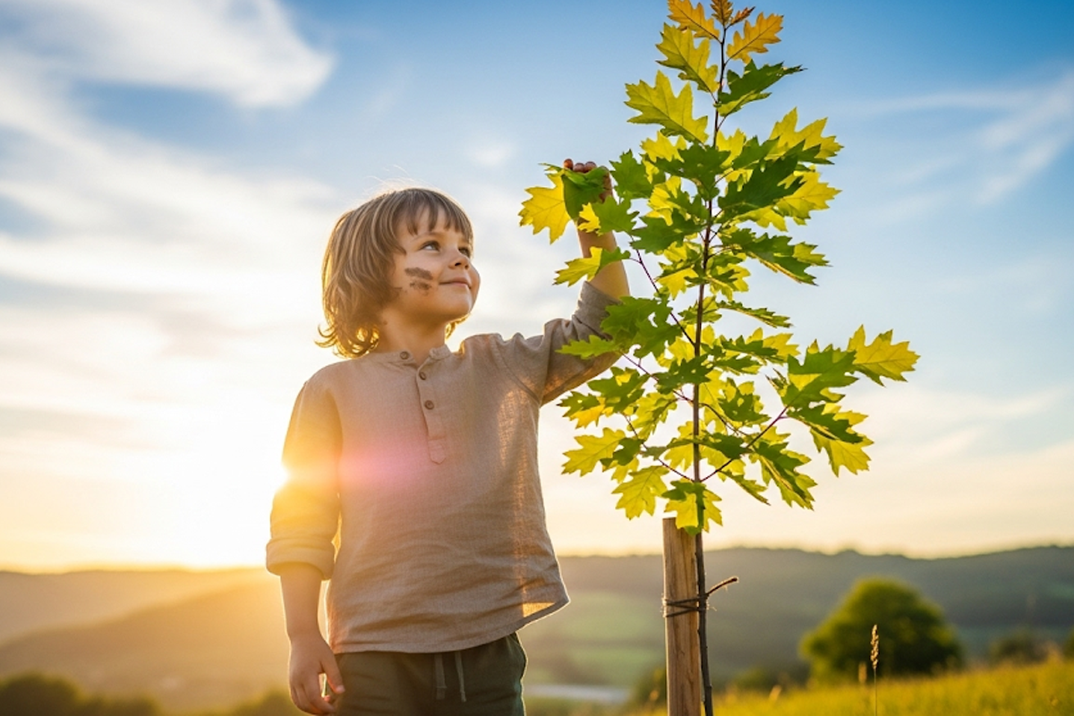 Niños plantando un arbol