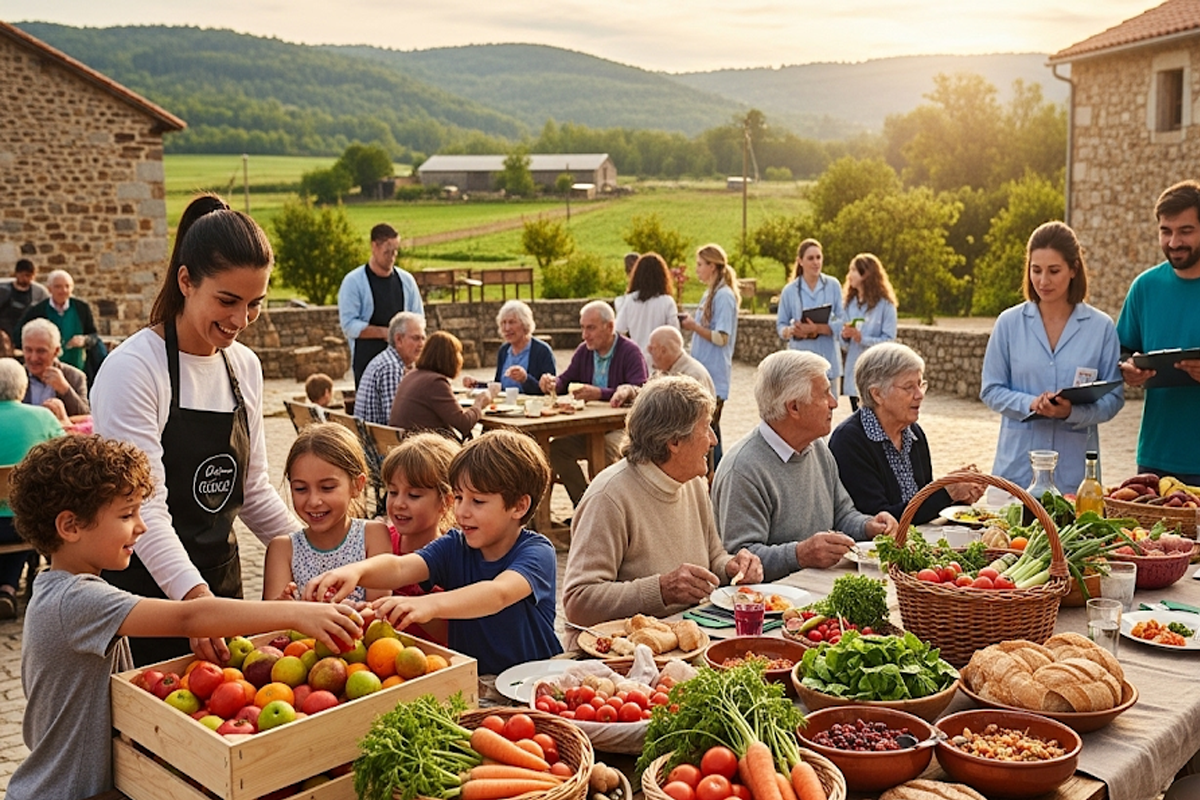 Personas comiendo en un comedor social